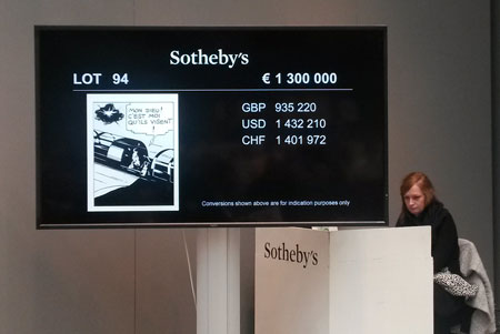1.563.000 €, frais inclus, nouveau record pour Hergé chez Sotheby's