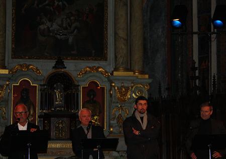 De gauche à droite. Marcel Bencik (adjoint à la culture), Patrice Dard, Maxime Gillio, François Boucq De gauche à droite. Marcel Bencik (adjoint à la culture), Patrice Dard, Maxime Gillio, François Boucq