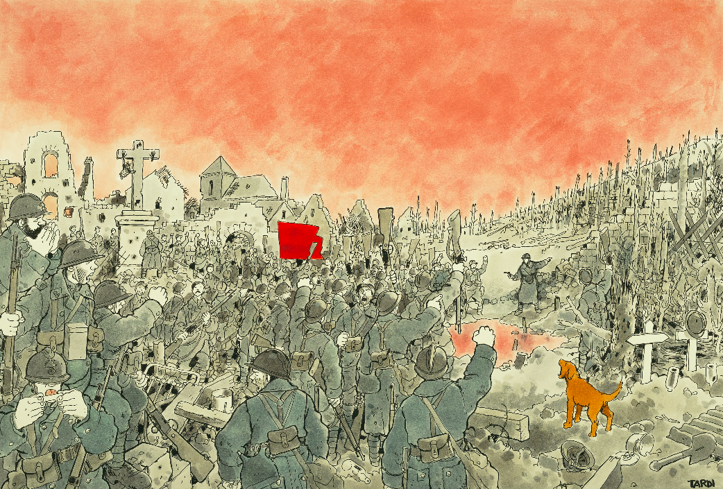Une illustration grand format de Tardi dans "Le 1" sur les mutineries de 1917