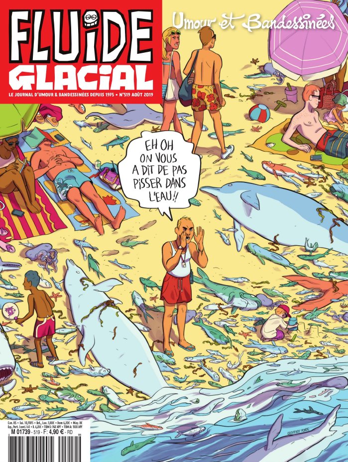 Fluide Glacial N°519 - août 2019 : les pieds en éventail sur la plage