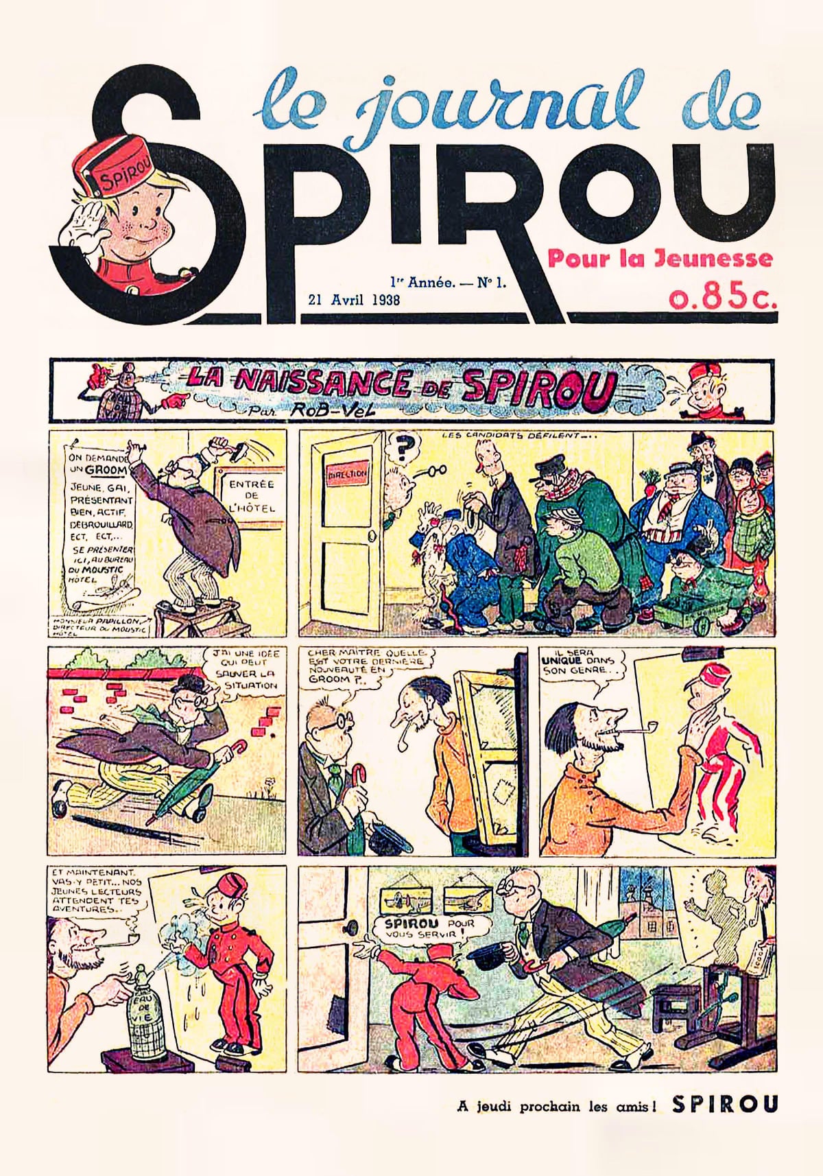 il y a 83 ans aujourd'hui, le premier numéro de l'hebdomadaire Spirou était publié.