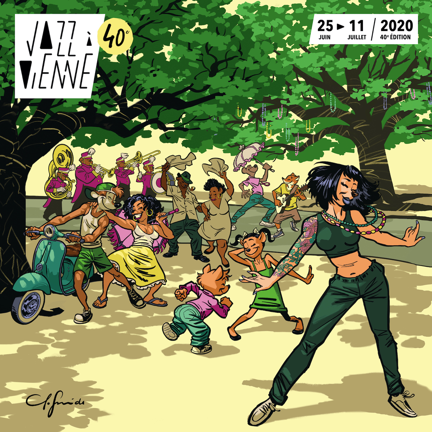 Découvrez l'affiche de la 40e édition de Jazz à Vienne par Juanjo Guarnido.