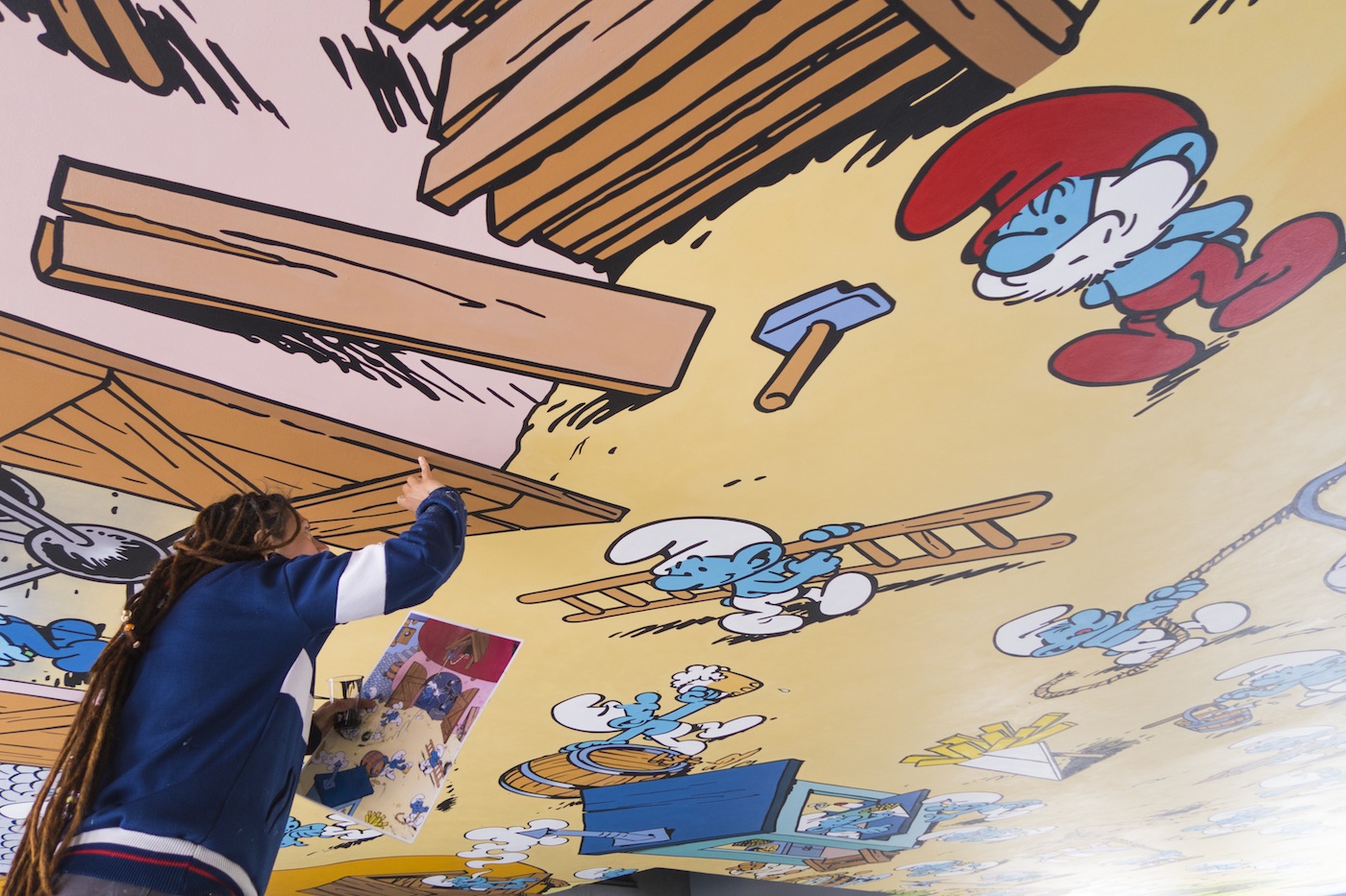 Le plafond peint des Schtroumpfs au centre de Bruxelles s'est effondré