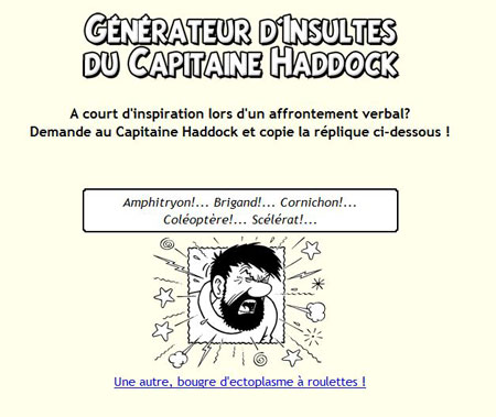 Un générateur d'insultes du Capitaine Haddock