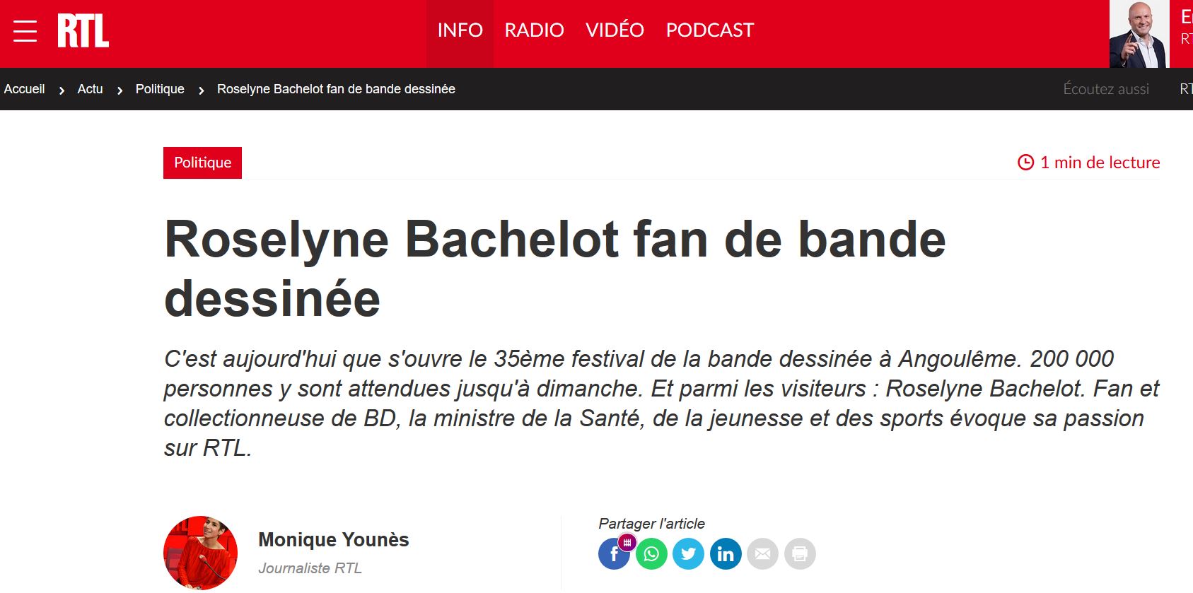 Roselyne Bachelot, une ministre de la culture fan de BD