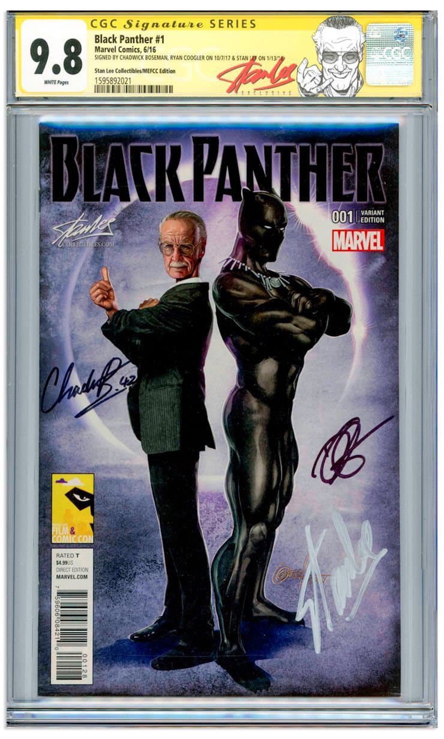 Un comics de Black Panther dédicacé par Chadwick Boseman et Stan Lee en vente publique !