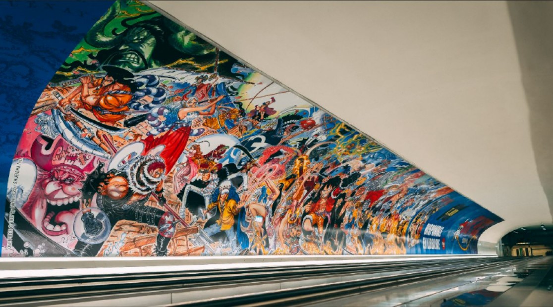 Pour le 101e tome de la série, Glénat avait fait poser en mai dernier une fresque de 135m de long dans les couloirs de la gare Montparnasse.