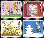 Quatre timbres Titeuf en Suisse