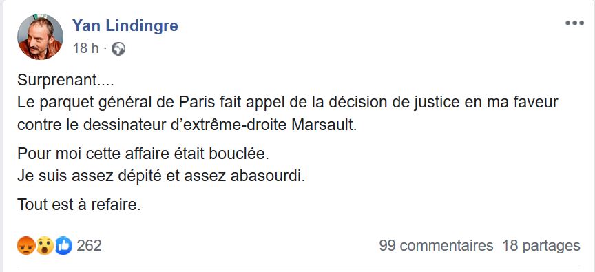 Yan Lindingre contre Marsault : le Parquet de Paris fait appel !