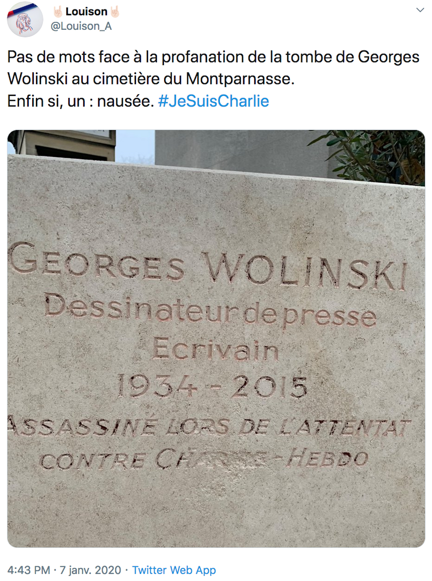 La tombe de Wolinski dégradée ?