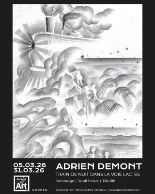 Exposition "Train de nuit dans la Voie lactée" de Adrien Demont chez Achetez de l'Art Bordeaux