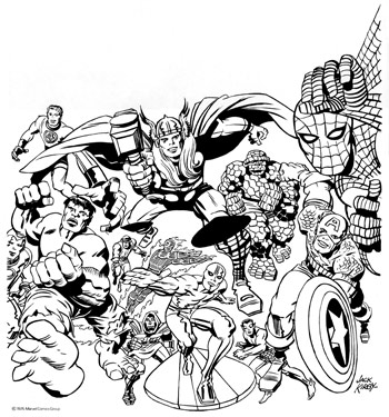 Certains des nombreux personnages Marvel créés par Jack Kirby