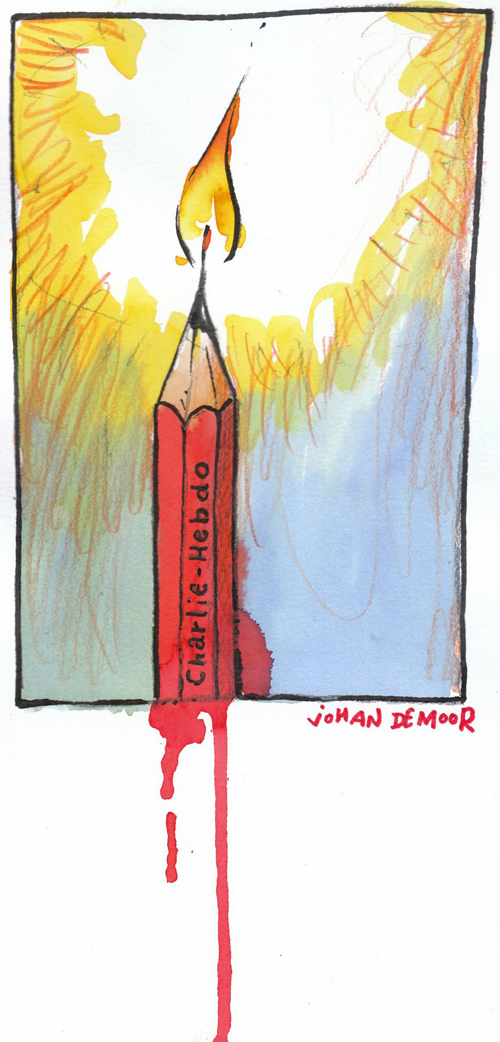 Johan De Moor : « À travers l'attentat de Charlie Hebdo, on cherche à nous intimider. »