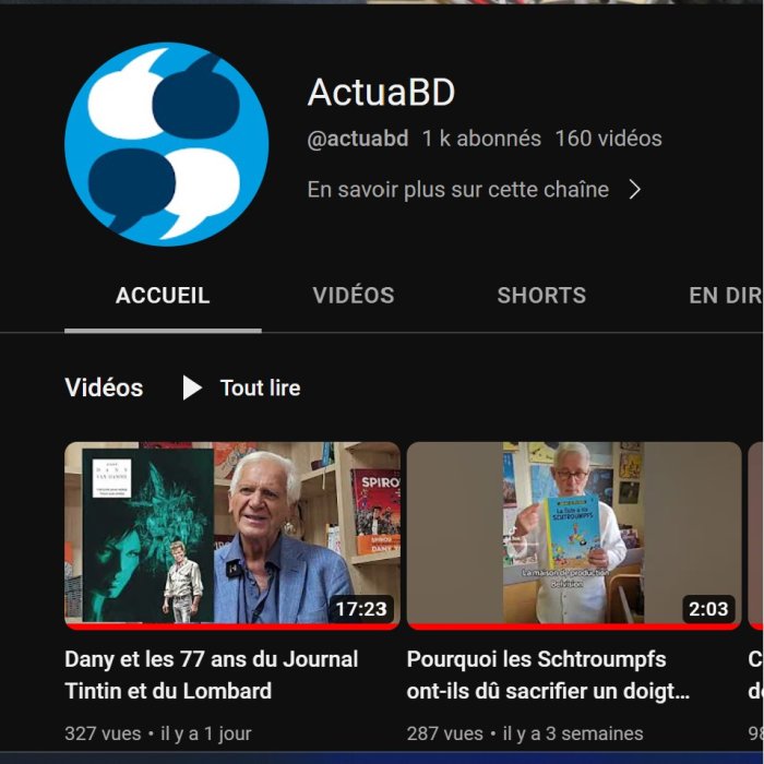 La chaîne YouTube d'ActuaBD passe le cap des 1000 abonnés
