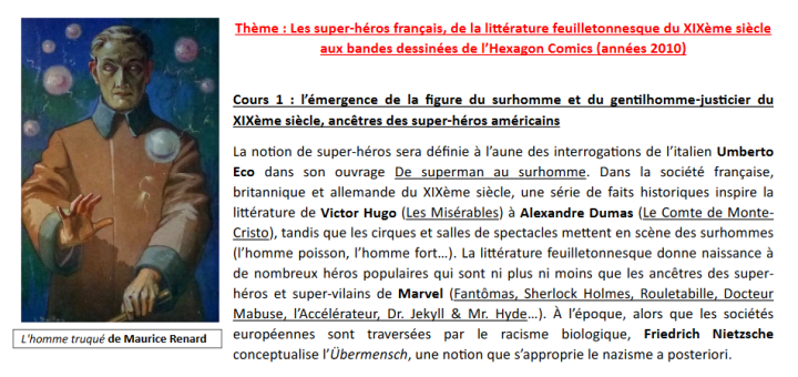 Les super-héros français dans la bande dessinée et la littérature (cycle de conférences)